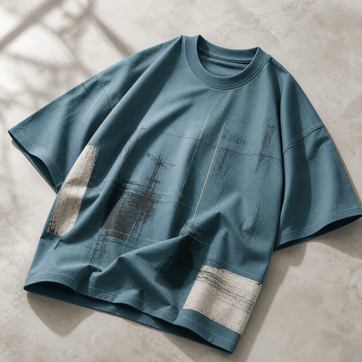 Teal Printed Oversized Tee product photo